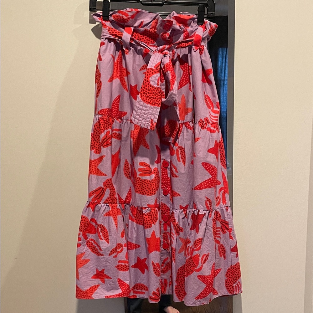 Red and Pink Star Patterned Women's Skirt